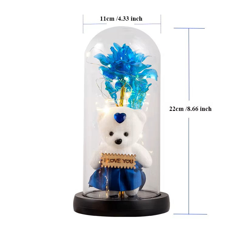 CÚPULA DE CRISTAL OSITO Y ROSA